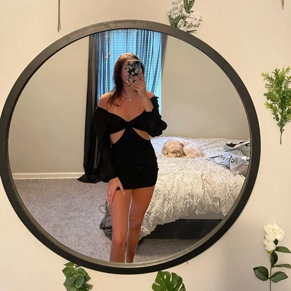 SHEIN | Dresses | Black Off The Shoulder Dress Open Sides Size S Us 4 |  Poshmark